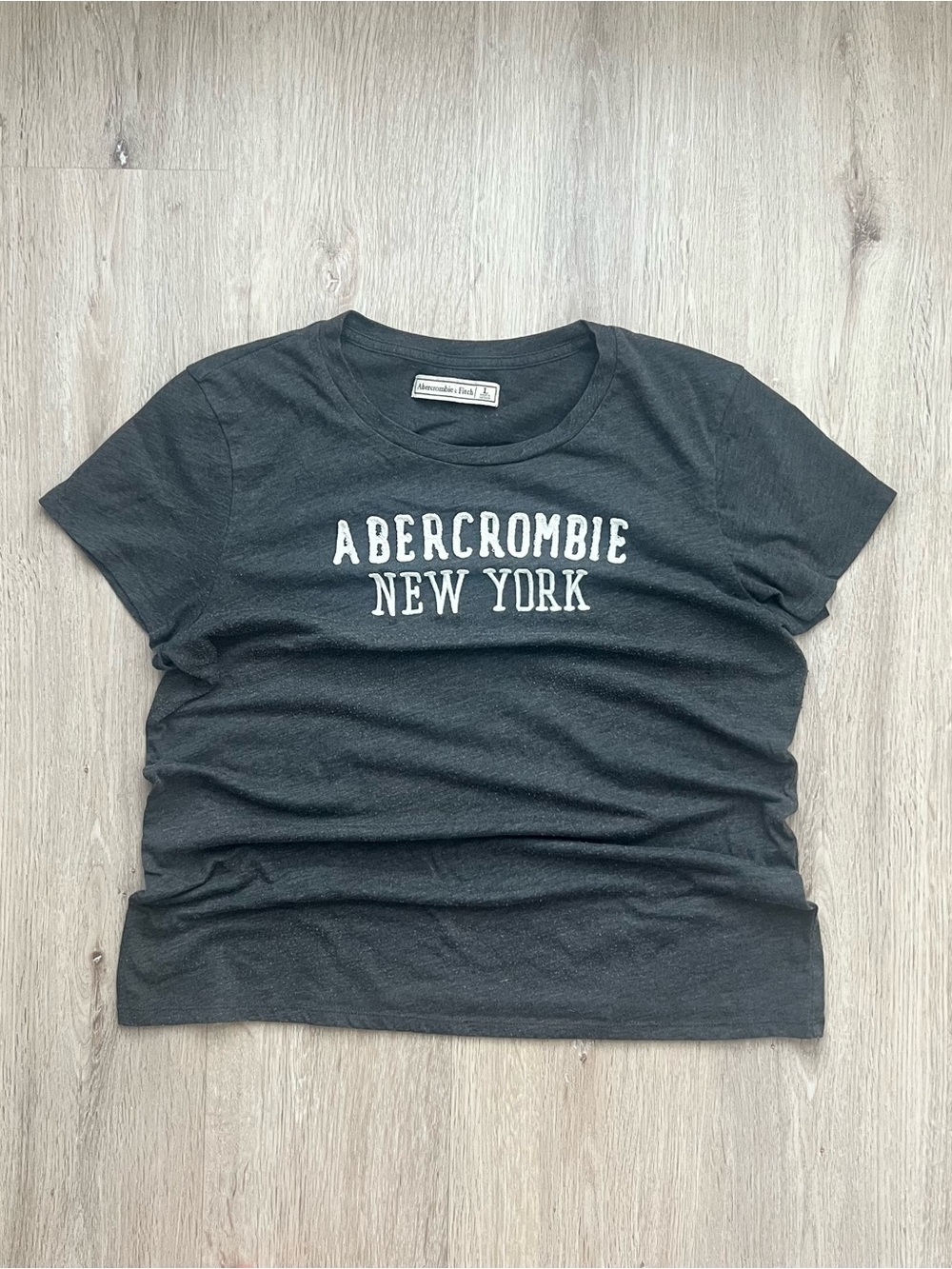 Vintage Y2K Abercrombie & Fitch Babydoll Shirt Womens Large Gray New York Tee